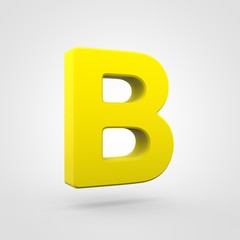 Plastic yellow letter B uppercase isolated on white background.