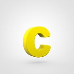 Fototapeta premium Plastic yellow letter C lowercase isolated on white background.