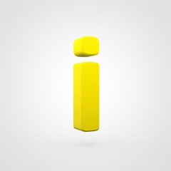 Plastic yellow letter I lowercase isolated on white background.
