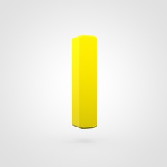 Plastic yellow letter L lowercase isolated on white background.