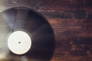 vinyl record on brown background