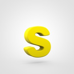 Plastic yellow letter S lowercase isolated on white background.