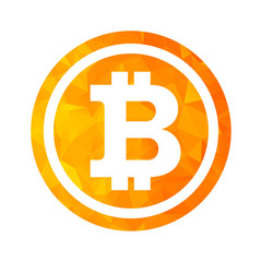 Fototapeta premium Sign of bitcoin. Farm for the production of crypto currency, mining. Virtual money. Flat vector cartoon illustration. Objects isolated on white background.