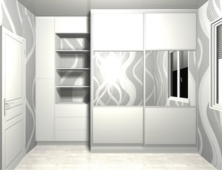 3D rendering design, inner filling white wardrobe with sliding doors - 200361312
