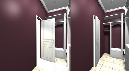 3D rendering design, inner filling, wardrobe room, dressing room, cloakroom