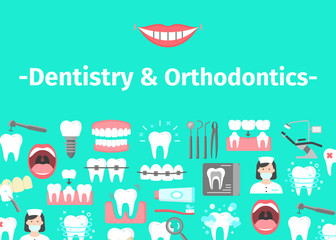 Dental banner with flat icons