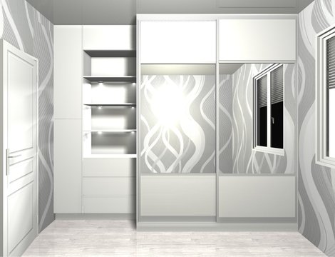 3D rendering design, inner filling, wardrobe sliding doors