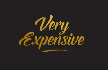 Very Expensive gold word text illustration typography