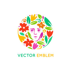 Vector logo design template with female face