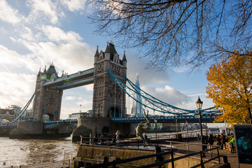Tower Bridge seen from north side of river Thames