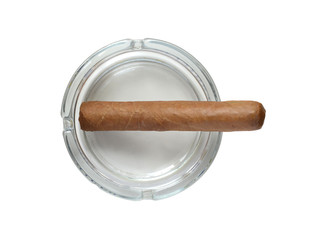Big cigar in a ashtray.