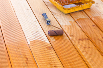 Painting a terrace board impregnation water proofing