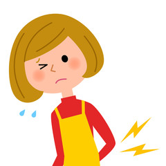 エプロンの女性　腰痛