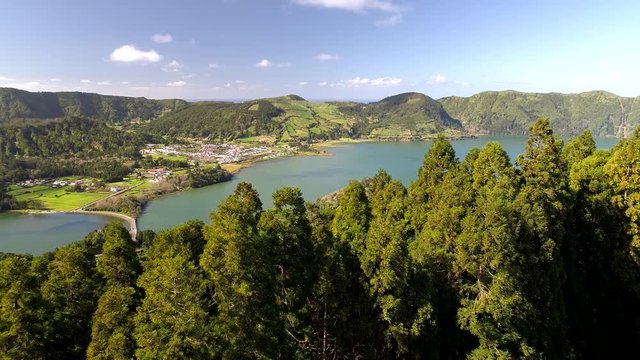 Lagoa das Sete Cidades - lakes and town on Sao Miguel Island, Azores.
