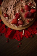 Dark chocolate dessert with berries