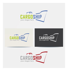 Logo Bateau Cargo Multicolore Icone Carte de Visite et Charte Graphique Entreprise Plusieurs Couleurs