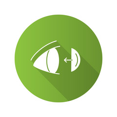 Eye contact lenses putting on flat design long shadow glyph icon