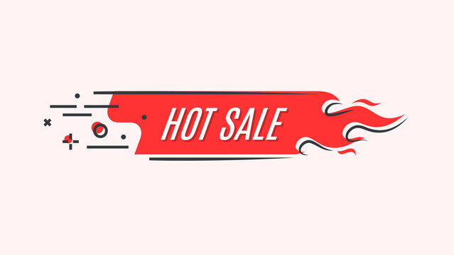 Flat linear promotion fire banner, price tag, hot sale, offer, price
