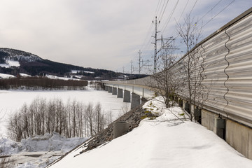 Fototapeta premium Part of Botnia railway trail a bridge over a sea bay