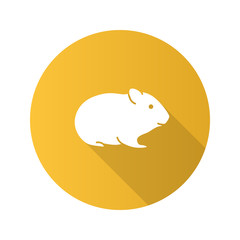 Hamster flat design long shadow glyph icon