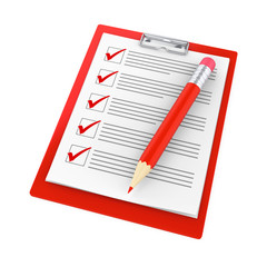 Clipboard Checklist with Pencil Isolated