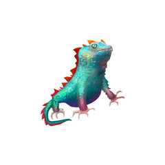 The Lizard isolated on White Background with Fantastic, Realistic and Futuristic Style. Video Game's Digital CG Artwork, Concept Illustration, Realistic Cartoon Style Scene Design
