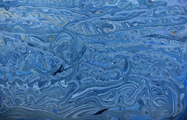 Marble abstract acrylic background. Blue marbling artwork texture.