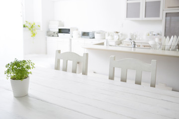 White kitchen background