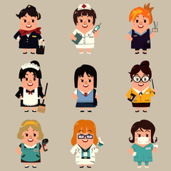 Vector professions collection in cute flat cartoon style. Part 3.