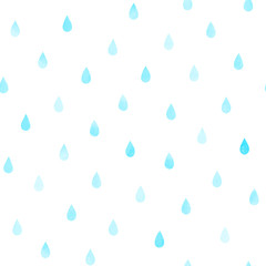 Hand drawn seamless vector pattern with watercolor rain drops, on a white background. Design concept kids textile print, wallpaper, wrapping paper.