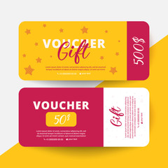 Gift voucher template. Flat style vector illustration.