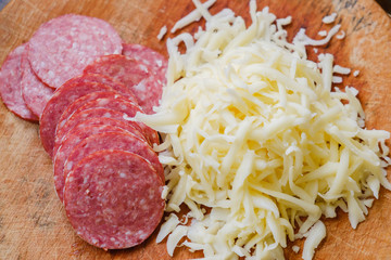 ingredients for original Italian raw pizza, preparation