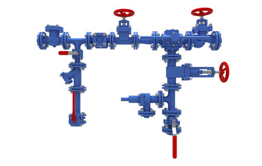 Attrezzatura industriale, Impianto di pompaggio, tubi, BIM, illustrazione 3d