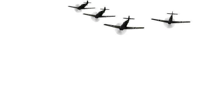 Messerschmitt BF109-E3 combat flight, top view, isolated on white, alpha mask included