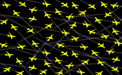 Pattern of aircraft on a dark background