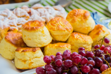 Breakfast Danish pastry and scone - Danish pastry and chocolate chip scone for catering at Spring Festival picnic event
