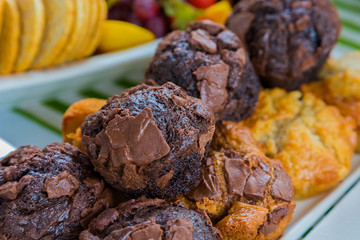 Breakfast pastry chocolate muffin at Spring Festival picnic event
