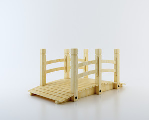 Fototapeta premium Park wooden bridge isolated on a white background with clipping path. 3d rendering.