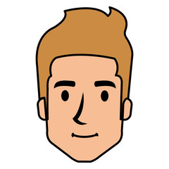 young man head avatar character vector illustration design