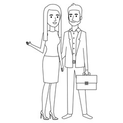 business couple avatars characters vector illustration design