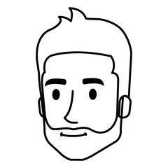 young man head with beard avatar character vector illustration design
