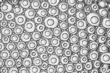 Macro close up of soap bubbles look like scientific image of cell and cell membrane 