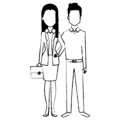 business couple avatars characters vector illustration design