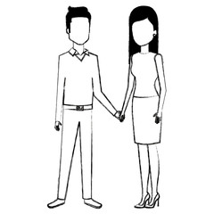 business couple avatars characters vector illustration design