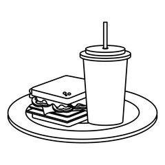 delicious sandwich and soda fast food icon vector illustration design