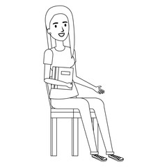woman student sitting in chair avatar character vector illustration design