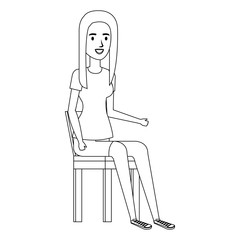 beautiful woman sitting in chair avatar character vector illustration design