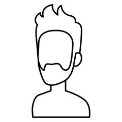 young man with beard shirtless avatar character vector illustration design
