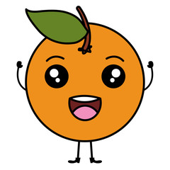 orange citrus fruit kawaii character vector illustration design