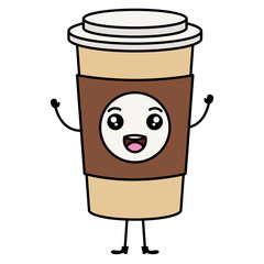 coffee plastic cup kawaii character vector illustration design